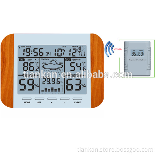 Wireless digital Weather Station with imitation wood finish